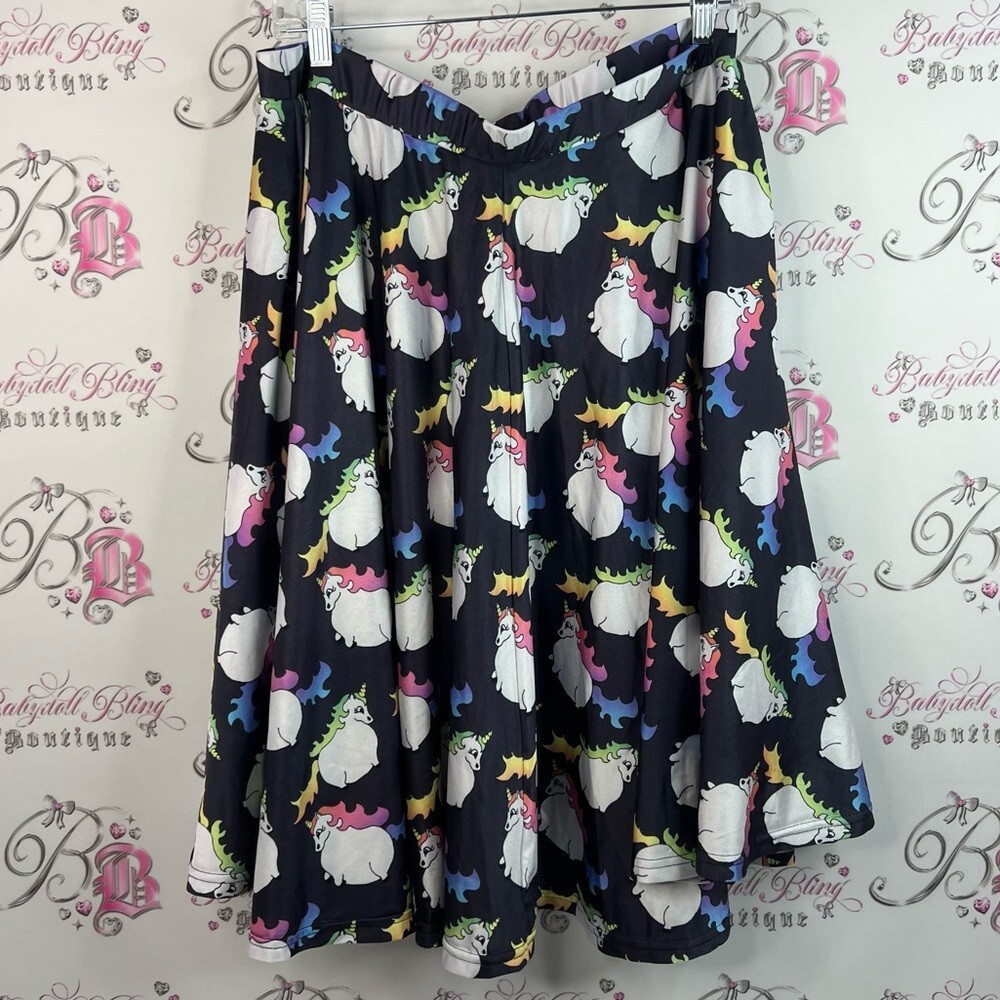 Joolz skirt unicorns rainbow cute flowy Whimsical Unicorn Print Skater Skirt